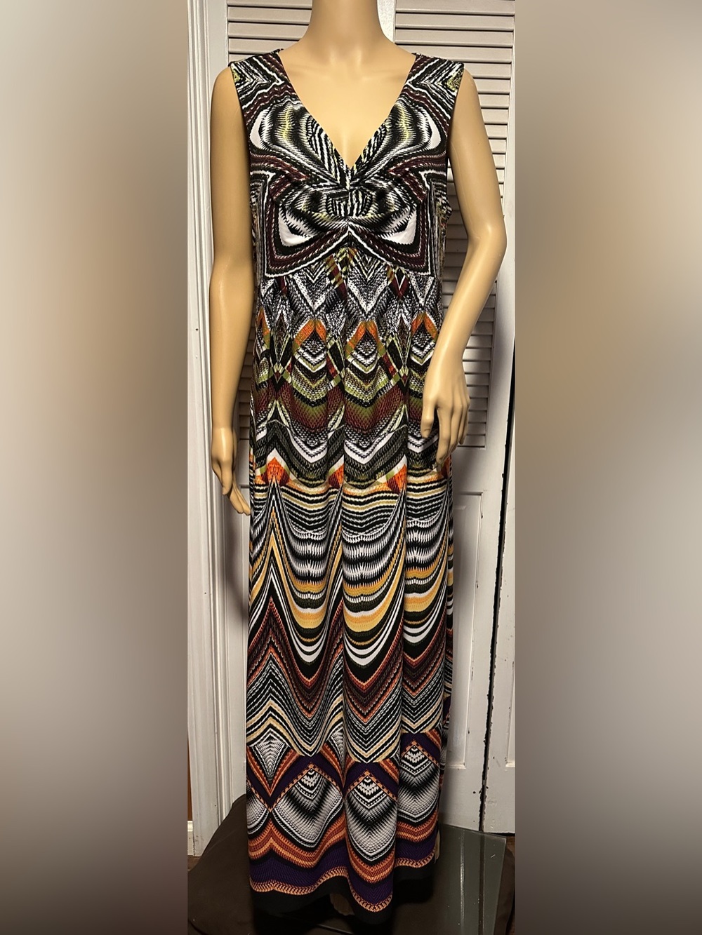 Chico's Boho Southwest Tribal Geometric Print Maxi Dress Size 1/US M
